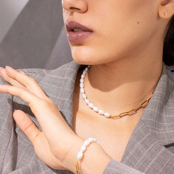 Jada - Pearl Paper Clip Necklace