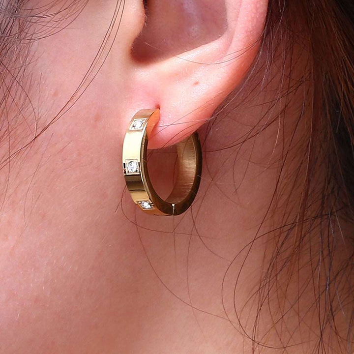 Emani Rhinestone Huggie Hoop Earrings